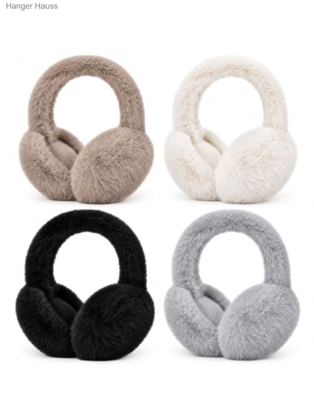 4 Pc Plush Faux Fur Foldable Earmuffs Winter Ear Warmers Women